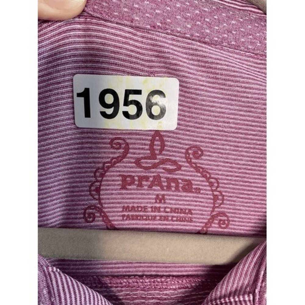 Prana Purple Striped Short Sleeve 1/2 Button Polo‎ Shirt Dress Women M China - Picture 2 of 8